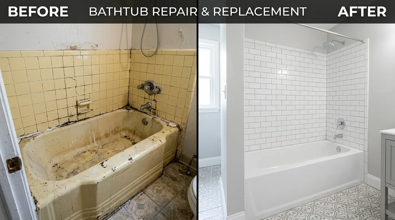 Bathtub Repair and Replacement Before and After - Sugar Town Plumbing Sugar Land TX