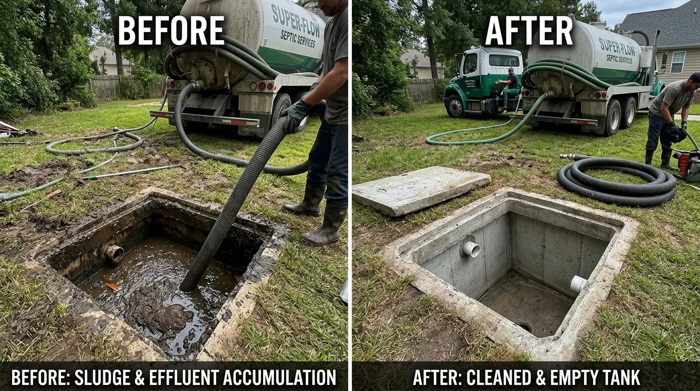 Septic Tank Pumping and Cleaning Before and After - Sugar Town Plumbing Sugar Land TX