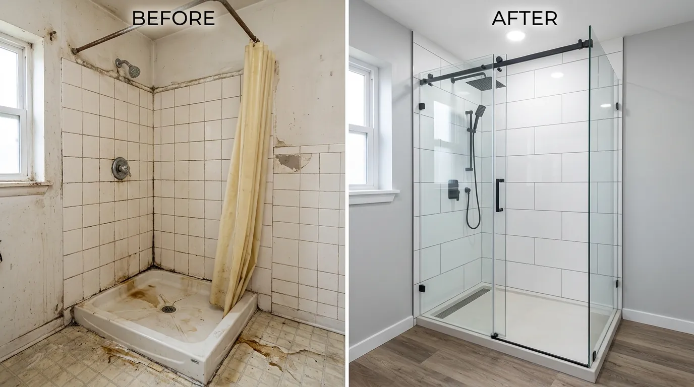 Walk-In Shower Renovation Before and After — Sugar Town Plumbing Sugar Land TX